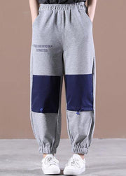 Stylish Grey Graphic Jogging Summer Cotton Pants - SooLinen