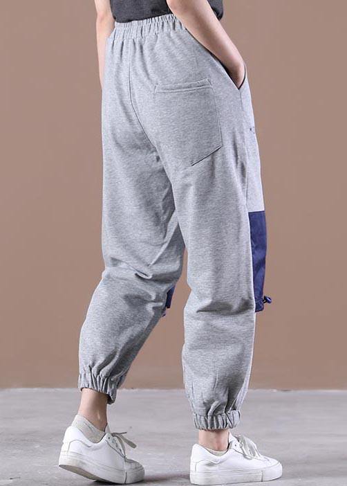 Stylish Grey Graphic Jogging Summer Cotton Pants - SooLinen