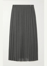 Stylish Grey Patchwork wrinkled Solid Skirt Spring