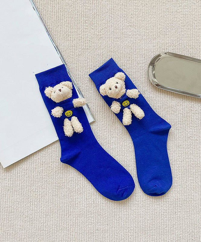 Stylish Khaki Little Bear Mid Socks Fall