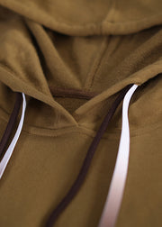 Stilvolles Khaki-Patchwork-Sweatshirt mit Kordelzug und langen Ärmeln