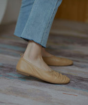 Stylish Khaki Pointed Toe Flats Shoes - SooLinen