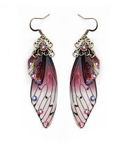 Stylish Purple Acrylic Butterfly Wings Zircon Drop Earrings