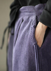 Stylish Purple High Waist Wide Leg Casual Pants - SooLinen