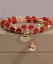 Stylish Red Alloy Crystal Zircon Sequin Tassel Charm Bracelet
