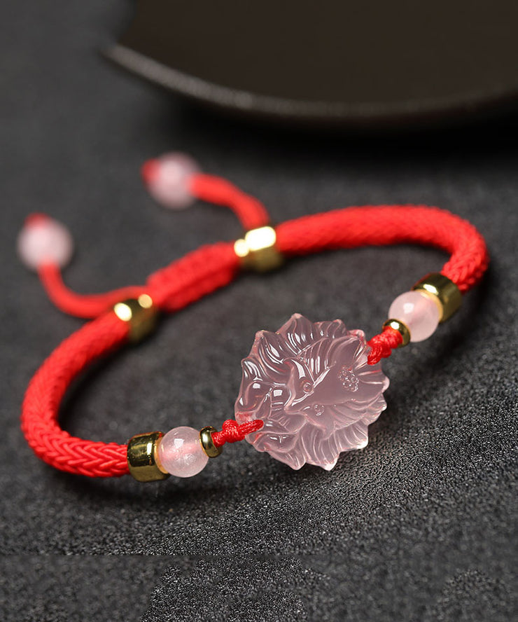 Stylish Red Hand Knitting Crystal Gem Stone Charm Bracelet