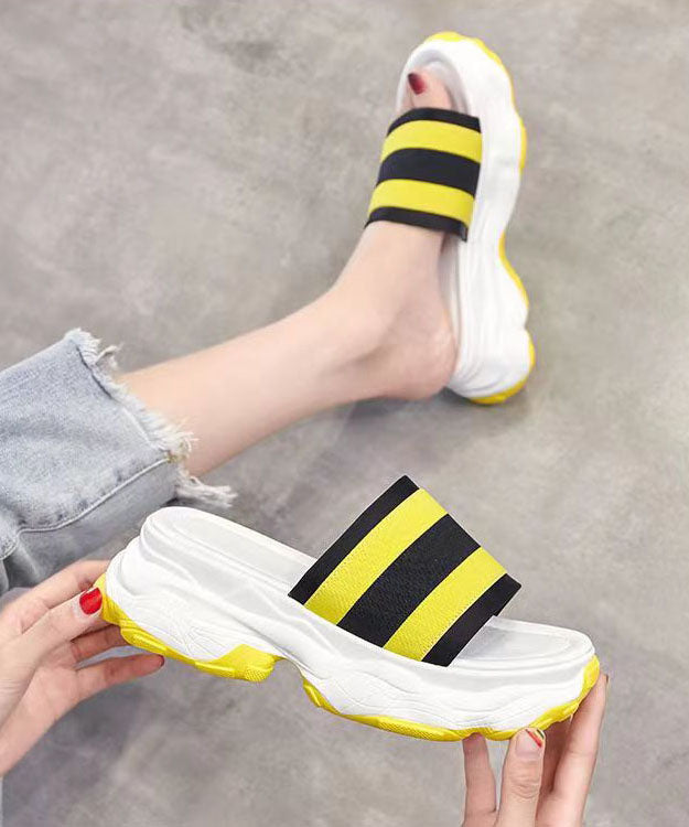 Stylish Soft Comfy Splicing Platform Yellow Slide Sandals