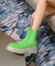 Stylish Splicing Clear Platform Boots Green Cowhide Leather