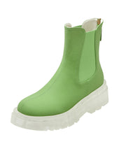Stylish Splicing Clear Platform Boots Green Cowhide Leather