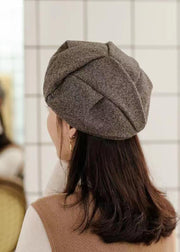 Stylish Versatile Dark Brown Asymmetric Design Beret Hat