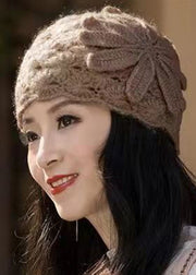 Stylish Yellow Appliqued Thick Knit Beret Hat