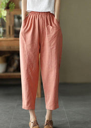 Stylish Yellow Linen Pockets Patchwork Summer Pants - SooLinen