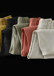 Stylish Yellow Linen Pockets Patchwork Summer Pants - SooLinen
