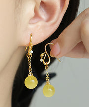 Stylish Yellow Sterling Silver Overgild Pearl Beeswax Drop Earrings
