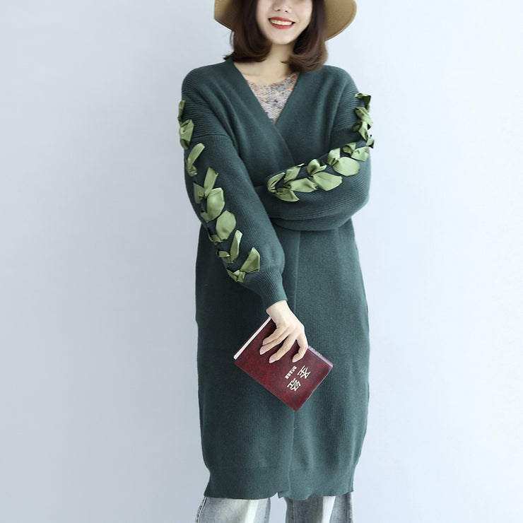 Stylische, grüne, übergroße Strickjacken in Übergröße, Pullover und Mäntel