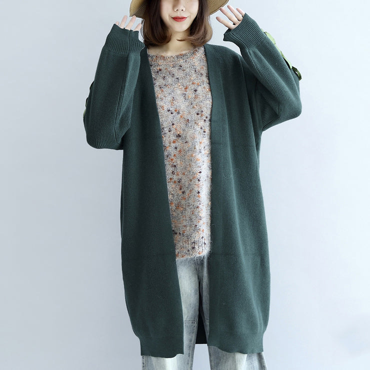 Stylish green oversized knit cardigans plus size sweater coats