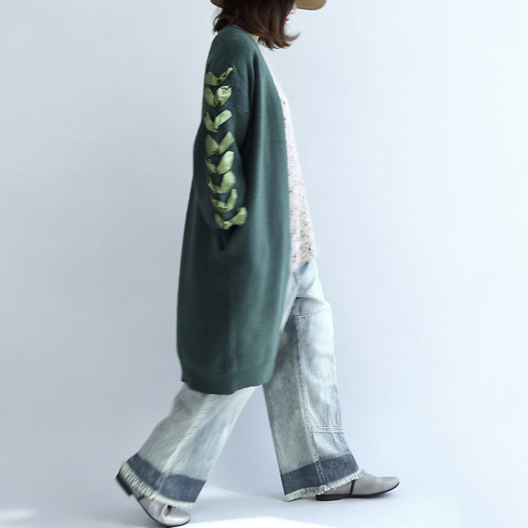 Stylische, grüne, übergroße Strickjacken in Übergröße, Pullover und Mäntel