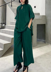 Suit female retro plus size fashionable green two-piece set - SooLinen