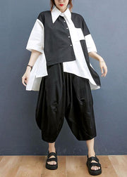 Summer Asymmetrical design Shirt Harlem Pants Two Piece Suit - SooLinen