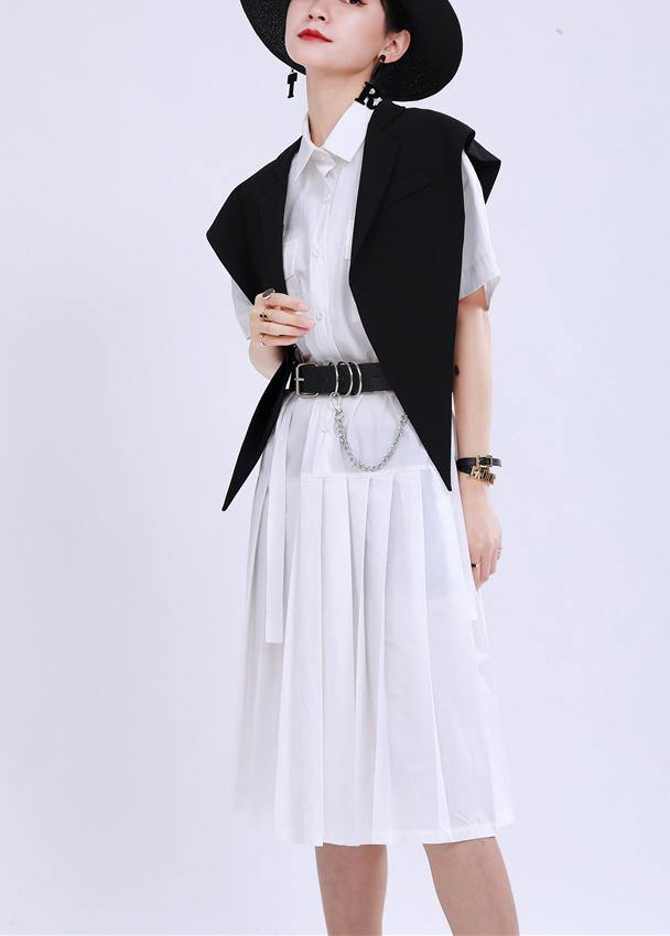 Summer Black jacket with collar and shawl - SooLinen