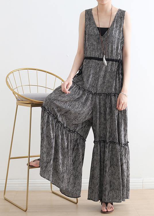 Summer Casual Multi-Layer V-neck Strap Pants With Jumpsuits - SooLinen