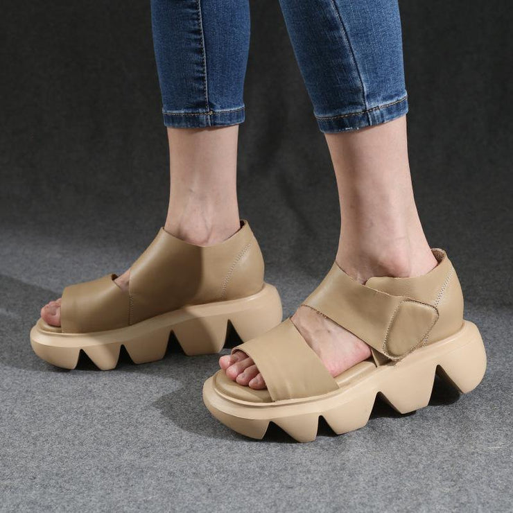 Summer Chocolate Walking Sandals Platform Peep Toe Sandals - SooLinen