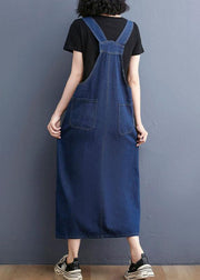 Summer Denim Large Pocket Strap Skirt - SooLinen