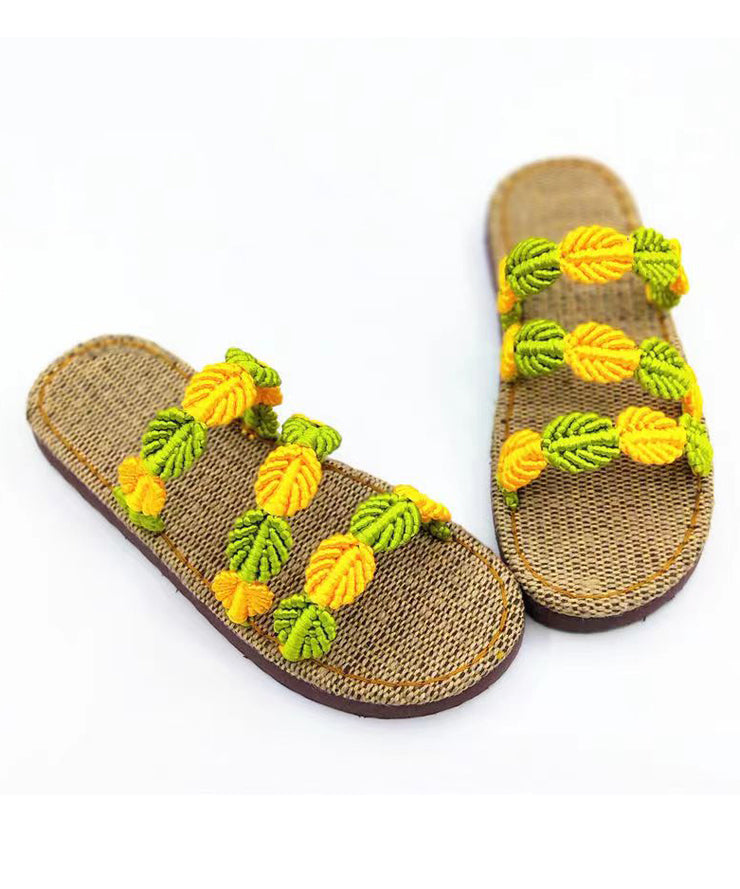 Summer Handmade Woven Linen Flat Slide Sandals