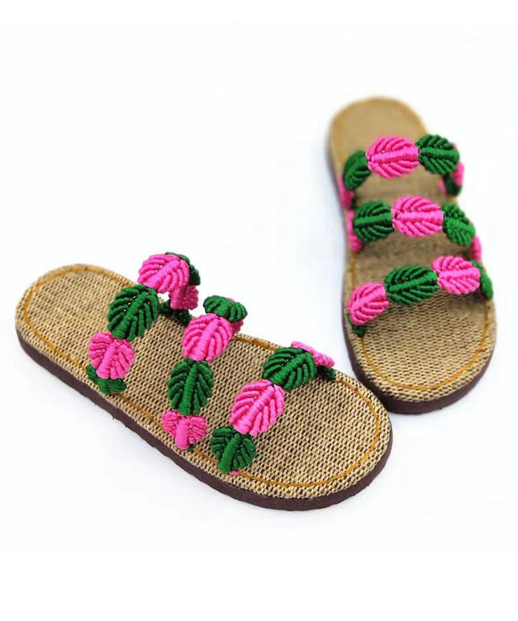 Summer Handmade Woven Linen Flat Slide Sandals