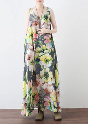 Summer Loose National Style Sleeveless Cotton Vest Long Dress - SooLinen