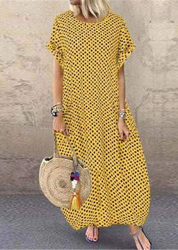 Summer Orange geometry Print Short Sleeve Plus Size Dress