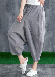 Summer cotton linen plaid loose Harlan pants casual pants - SooLinen