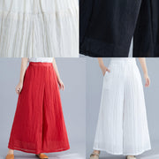 Summer ethnic wide-leg pants loose casual red trousers - SooLinen