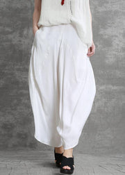 Summer irregular harem pants white color casual pants - SooLinen