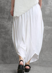 Summer irregular harem pants white color casual pants - SooLinen