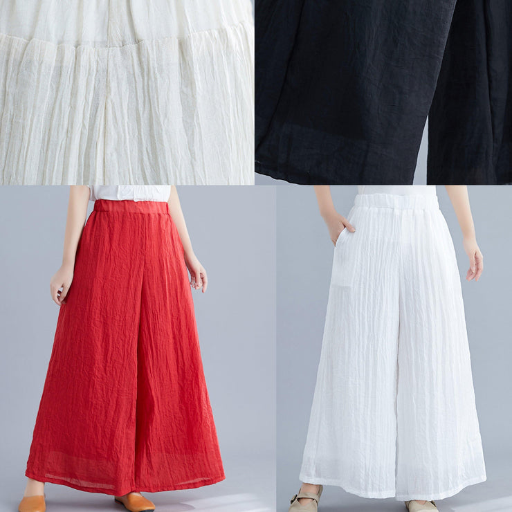 Summer new cotton and linen white wide leg pants loose yoga Chinese trousers - SooLinen