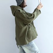 Tea green oversized trench coats plus size short hoodies outwear