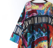 The secret world print linen dresses oversize caftans 2024 fall cotton gown