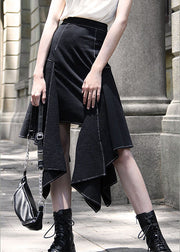 2024 Black Patchwork Skirt Asymmetrical Spring
