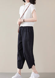 2022 Black elastic waist Casual Pants Spring