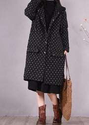 Top Quality Loose Fitting Coats Black Hooded Pockets Casual Outfit - SooLinen