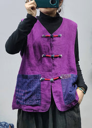 2024 Purple pockets Linen Vest Spring