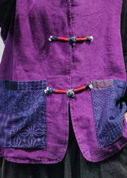 2022 Purple pockets Linen Vest Spring