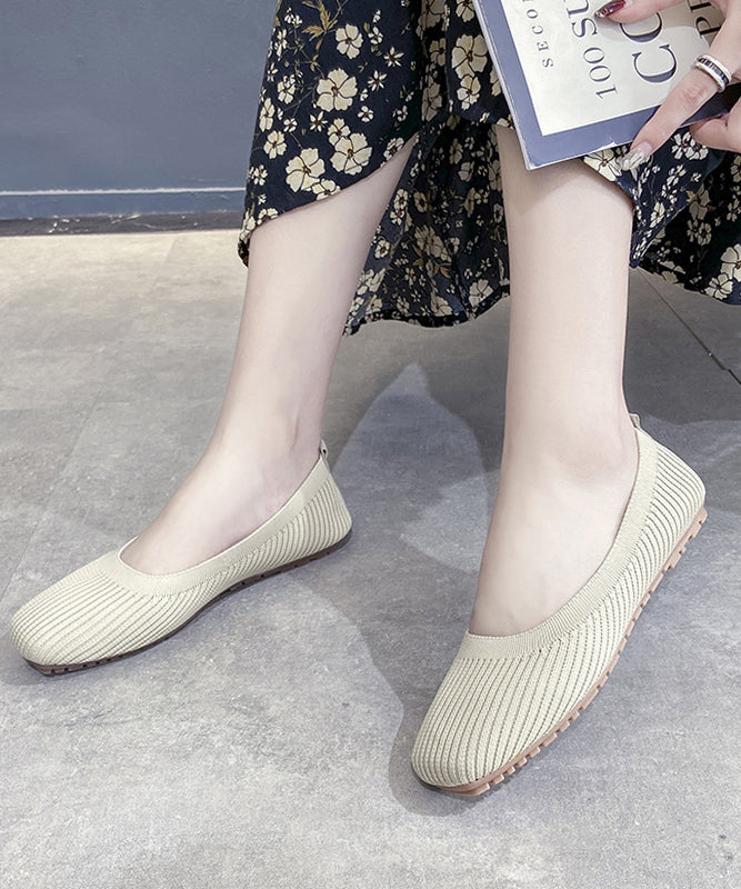 2022 Gelb Strick Baumwolle Stoff Plattfuß Schuhe für Frauen