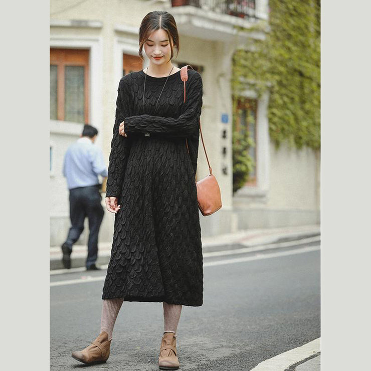 Fine Black And Blue Loose Thicken Sweater Dresses For Women