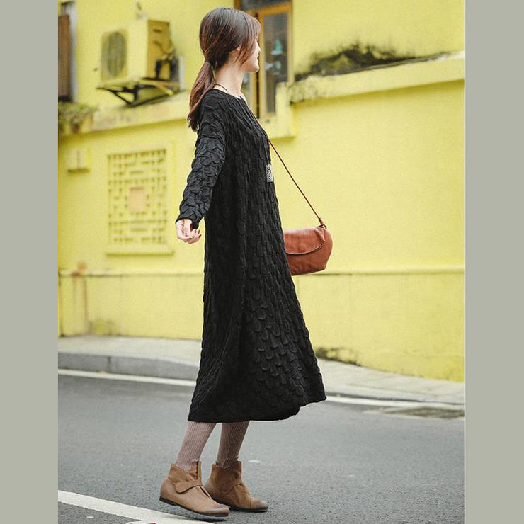 Fine Black And Blue Loose Thicken Sweater Dresses For Women