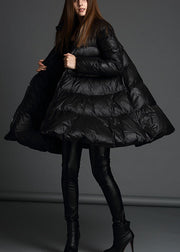 Trendiger schwarzer Stehkragen mit Reißverschluss Mode Winter Entendaunenmantel