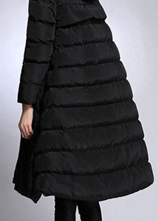 Trendy Black hooded Pockets Winter Duck Down coat