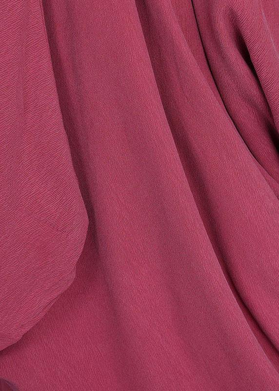 Trendy Red O-Neck Asymmetrical Design Summer Silk Dresses Sleeveless - SooLinen