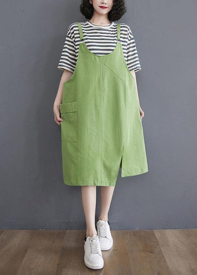 Two piece 2021 summer new strap skirt + striped T-shirt - SooLinen